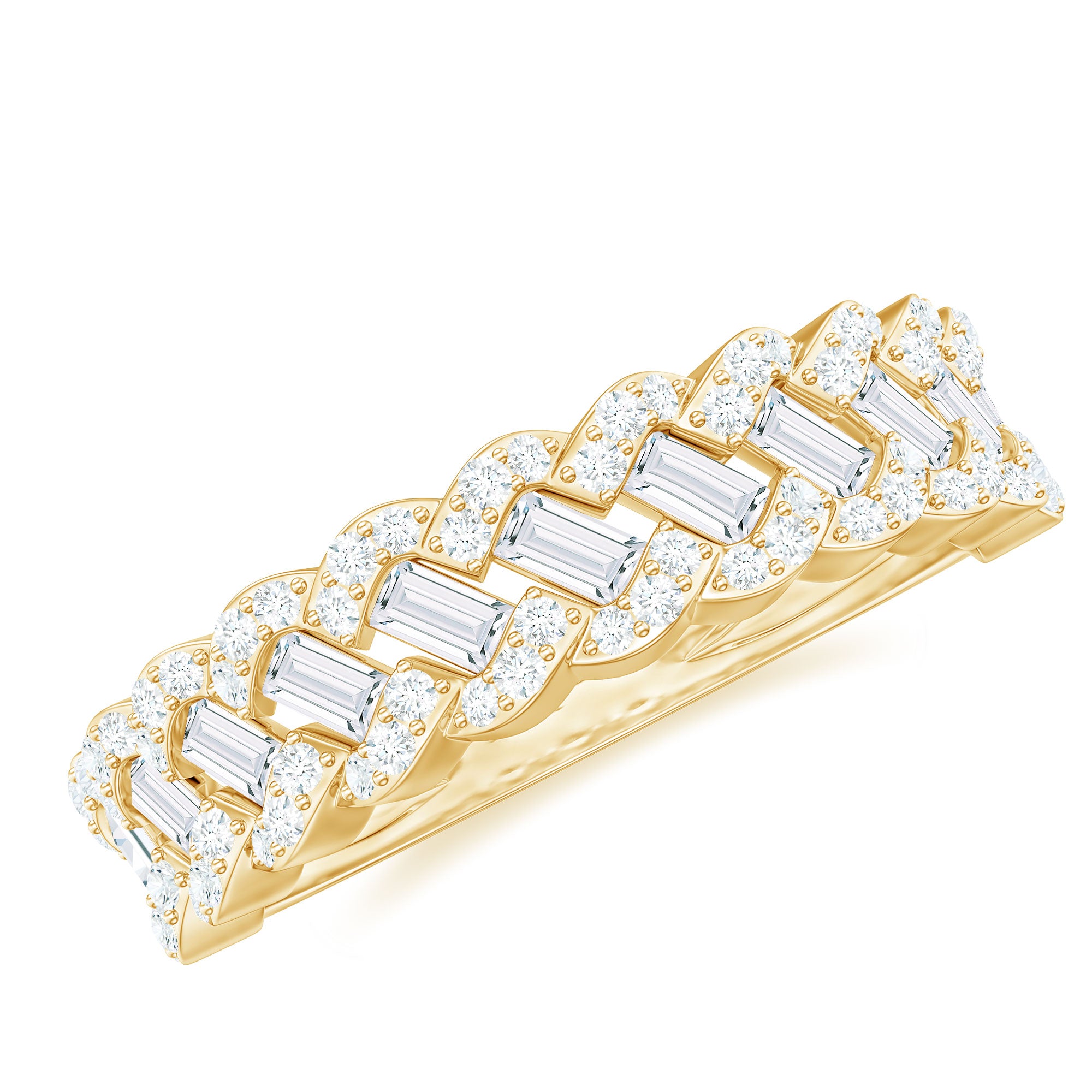 Certified Moissanite Braided Half Eternity Band Ring Moissanite - ( D-VS1 ) - Color and Clarity - Rosec Jewels