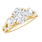 Certified Moissanite Three Stone Engagement Ring with Crossover Shank D-VS1 - Rosec Jewels