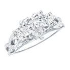 1.5 Carat Heart Moissanite 3 Stone Engagement Ring in Crossover Band D-VS1 - Rosec Jewels