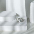 1.5 Carat Heart Moissanite 3 Stone Engagement Ring in Crossover Band D-VS1 - Rosec Jewels