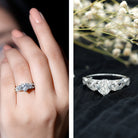 1.5 Carat Heart Moissanite 3 Stone Engagement Ring in Crossover Band D-VS1 - Rosec Jewels