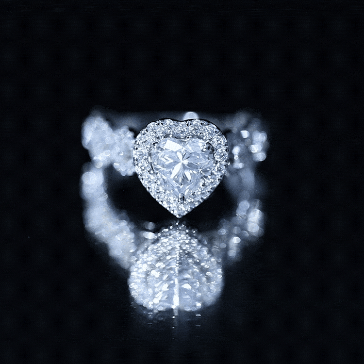 1.5 CT Heart Shape Moissanite Engagement Ring with Accent D-VS1 - Rosec Jewels