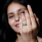Natural Blue Sapphire Diamond Interlock Ring for Women AAA - Rosec Jewels