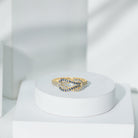 Natural Blue Sapphire Diamond Interlock Ring for Women AAA - Rosec Jewels