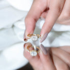 Rosec Jewels-Moissanite East West Engagement Ring in Bezel Setting