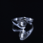 Tahitian Black Pearl Solitaire Bypass Engagement Ring AAA - Rosec Jewels