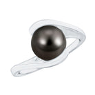 Tahitian Black Pearl Solitaire Bypass Engagement Ring AAA - Rosec Jewels