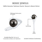 Tahitian Black Pearl Solitaire Bypass Engagement Ring AAA - Rosec Jewels