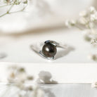 Tahitian Black Pearl Solitaire Bypass Engagement Ring AAA - Rosec Jewels