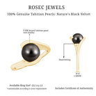 Tahitian Black Pearl Solitaire Bypass Engagement Ring AAA - Rosec Jewels
