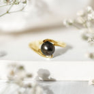 Tahitian Black Pearl Solitaire Bypass Engagement Ring AAA - Rosec Jewels