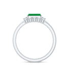 Natural Emerald Cut Emerald Diamond East West Engagement Ring and Wedding Band Set AAA - Rosec Jewels