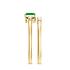 Natural Emerald Cut Emerald Diamond East West Engagement Ring and Wedding Band Set AAA - Rosec Jewels