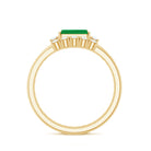Natural Emerald Cut Emerald Diamond East West Engagement Ring and Wedding Band Set AAA - Rosec Jewels