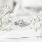 Rosec Jewels-Certified Moissanite Lotus Flower Bridal Ring Set