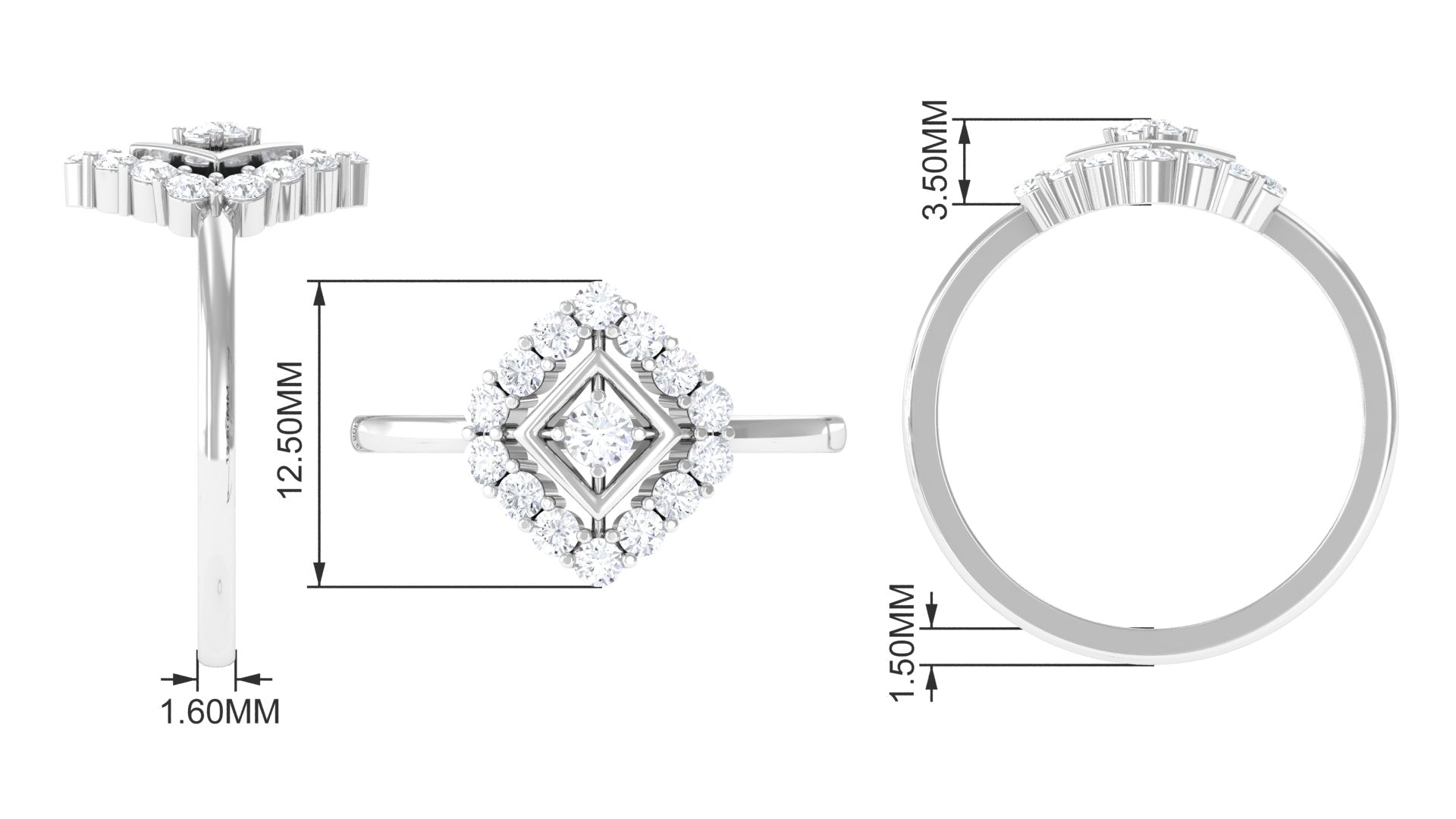 Contemporary Diamond Promise Ring with Certificate Natural - ( HI-SI ) - Rosec Jewels