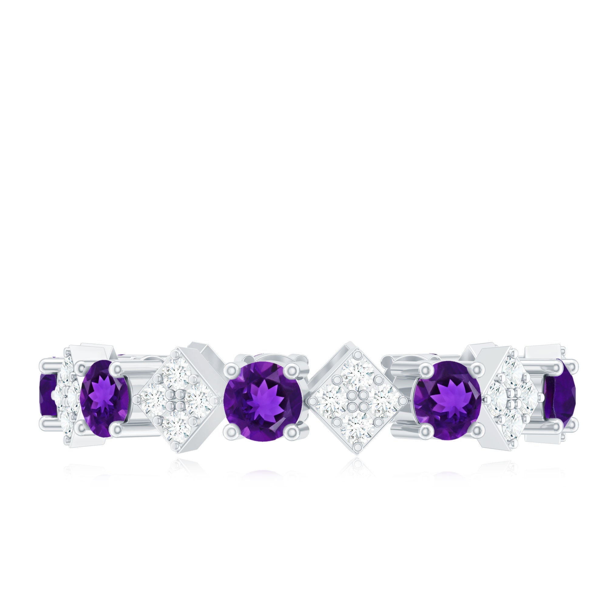Natural Amethyst Diamond Eternity Ring for Women AAA - Rosec Jewels