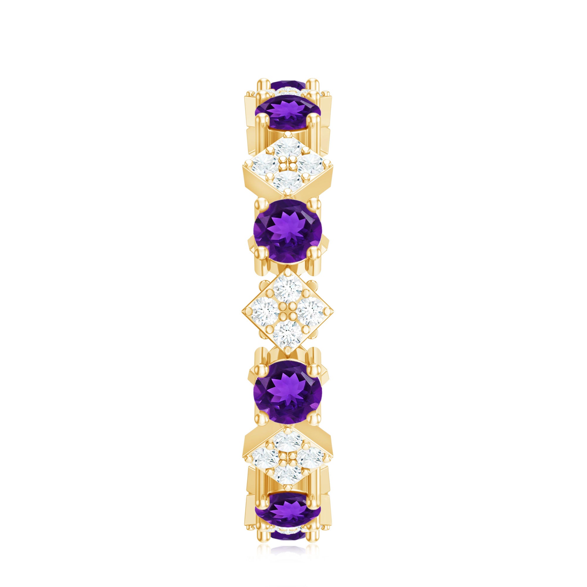 Natural Amethyst Diamond Eternity Ring for Women AAA - Rosec Jewels