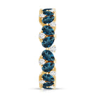 Pear Shaped London Blue Topaz and Diamond Full Eternity Band AAA - Rosec Jewels
