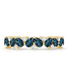 Pear Shaped London Blue Topaz and Diamond Full Eternity Band AAA - Rosec Jewels
