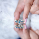 Oval Cut London Blue Topaz Full Eternity Band with Diamond AAA - Rosec Jewels