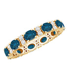 Oval Cut London Blue Topaz Full Eternity Band with Diamond AAA - Rosec Jewels