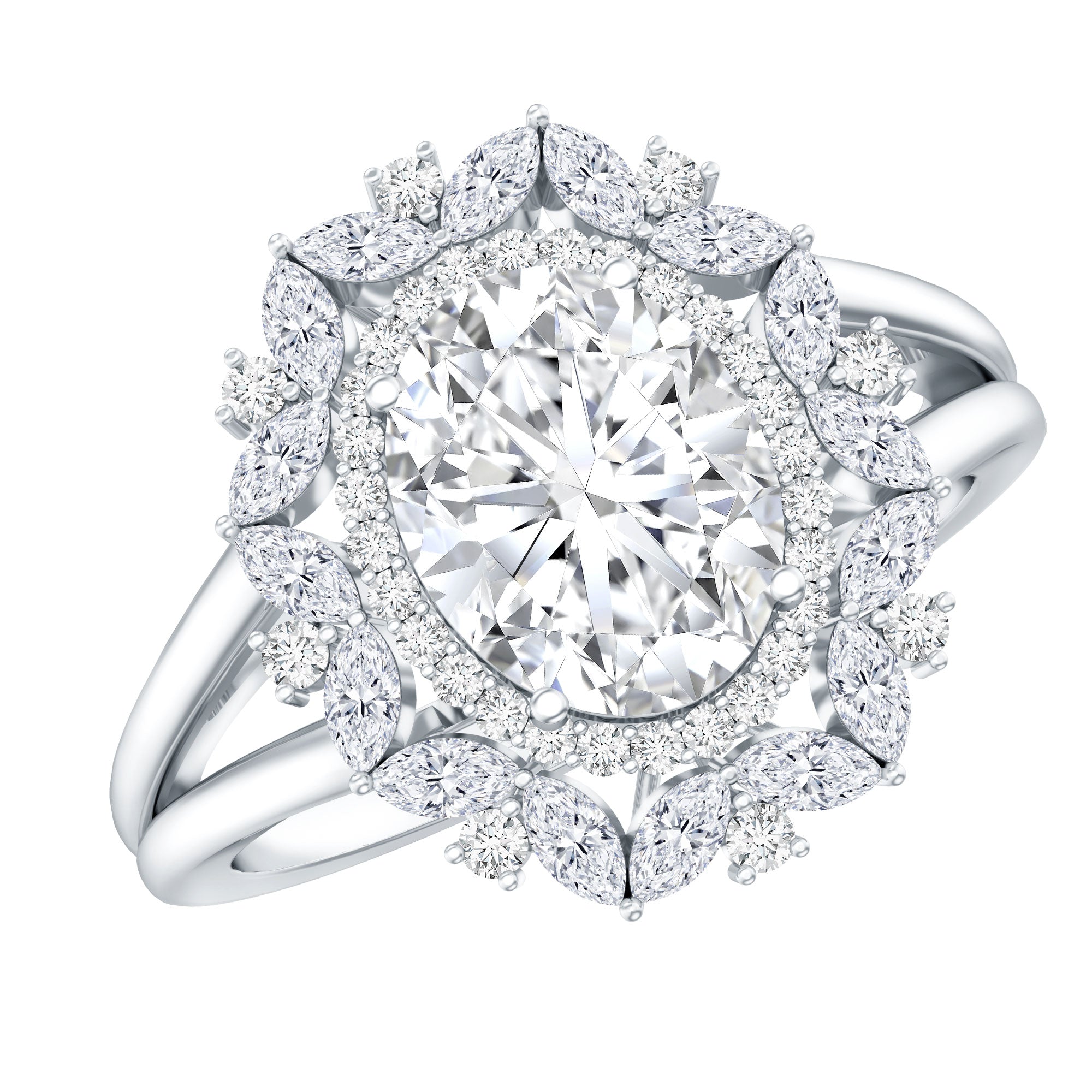 Certified Oval Cut Lab Diamond Statement Engagement Ring