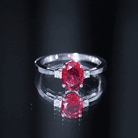 Classic Lab Grown Ruby Oval Engagement Ring With Diamond AAAA - Rosec Jewels