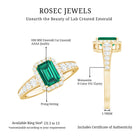 Rosec Jewels-Certified Emerald Cut Lab Grown Emerald Vintage Engagement Ring with Diamond