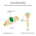 Designer Emerald Oval Engagement Ring with Diamond Halo AAA - Rosec Jewels