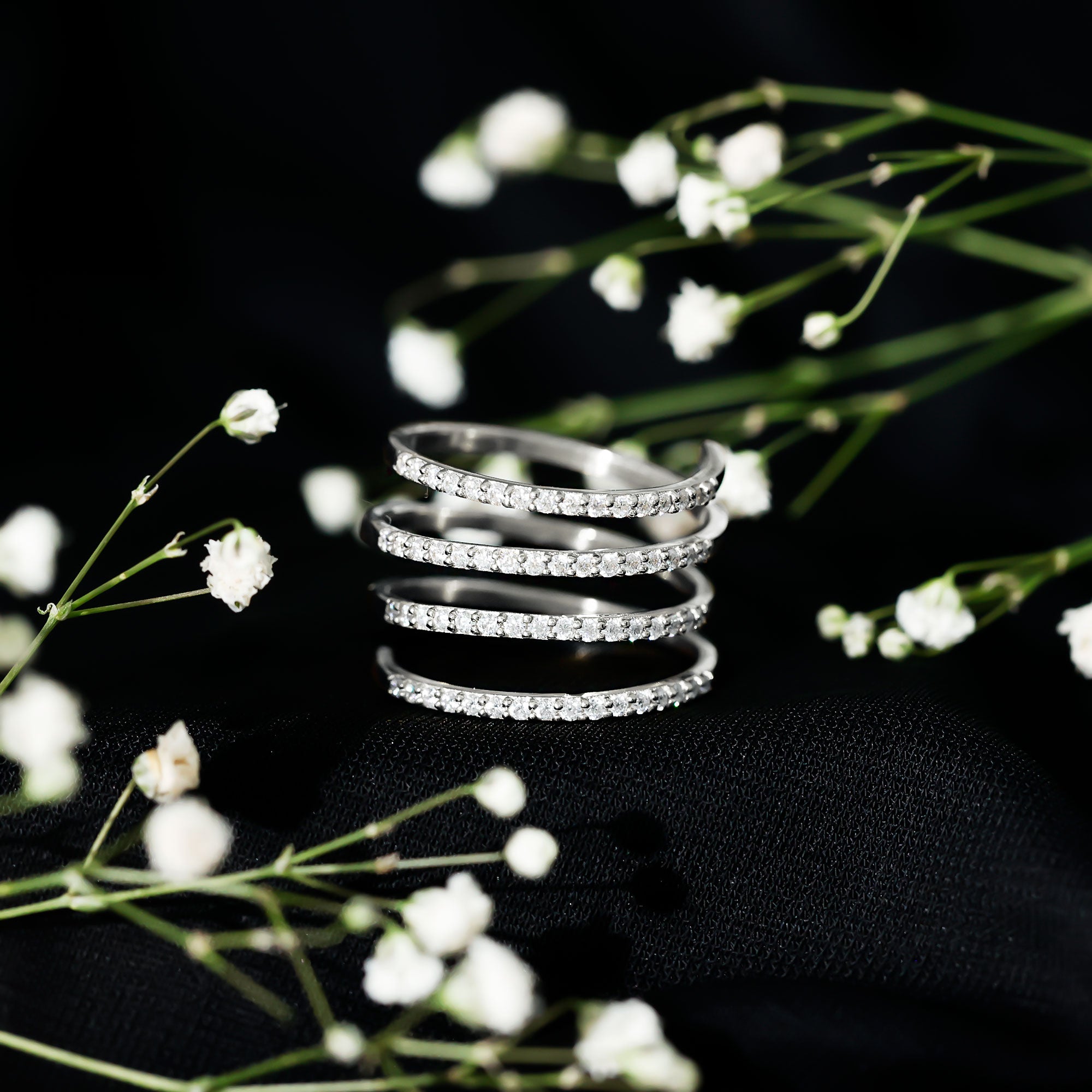Certified Moissanite Spiral Wrap Ring D-VS1 - Rosec Jewels