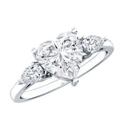IGI Certified 2 Carat Lab Grown Diamond Heart Engagement Ring with Side Stones Lab - ( E-VS1 ) - Rosec Jewels