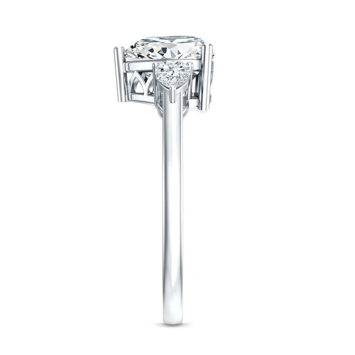 IGI Certified 2 Carat Lab Grown Diamond Heart Engagement Ring with Side Stones Lab - ( E-VS1 ) - Rosec Jewels
