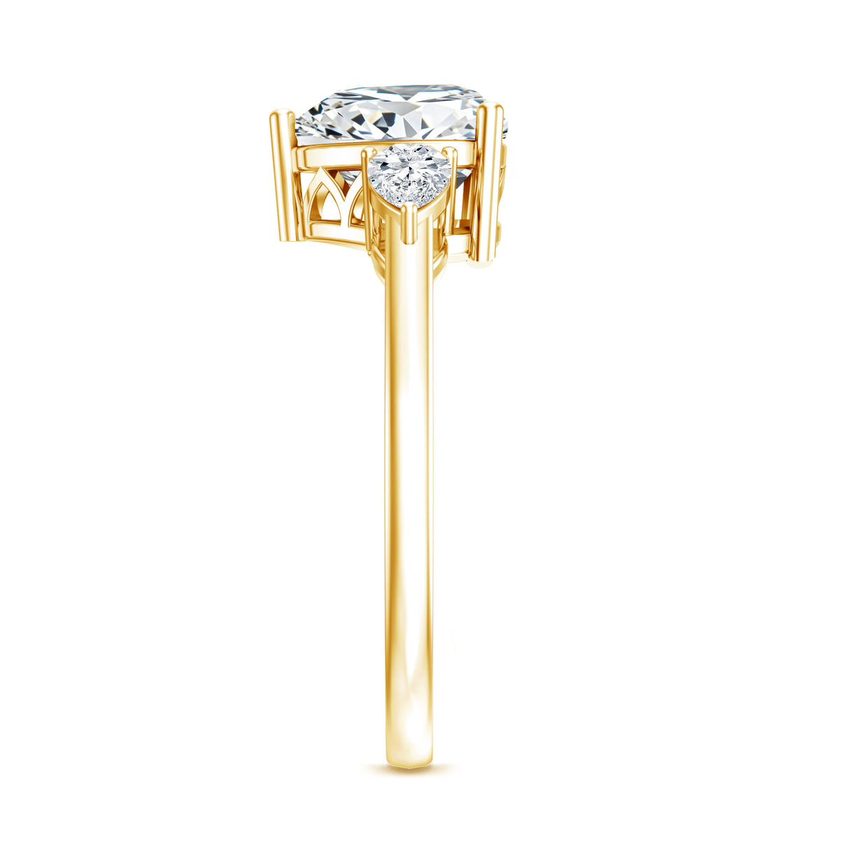 IGI Certified 2 Carat Lab Grown Diamond Heart Engagement Ring with Side Stones Lab - ( E-VS1 ) - Rosec Jewels
