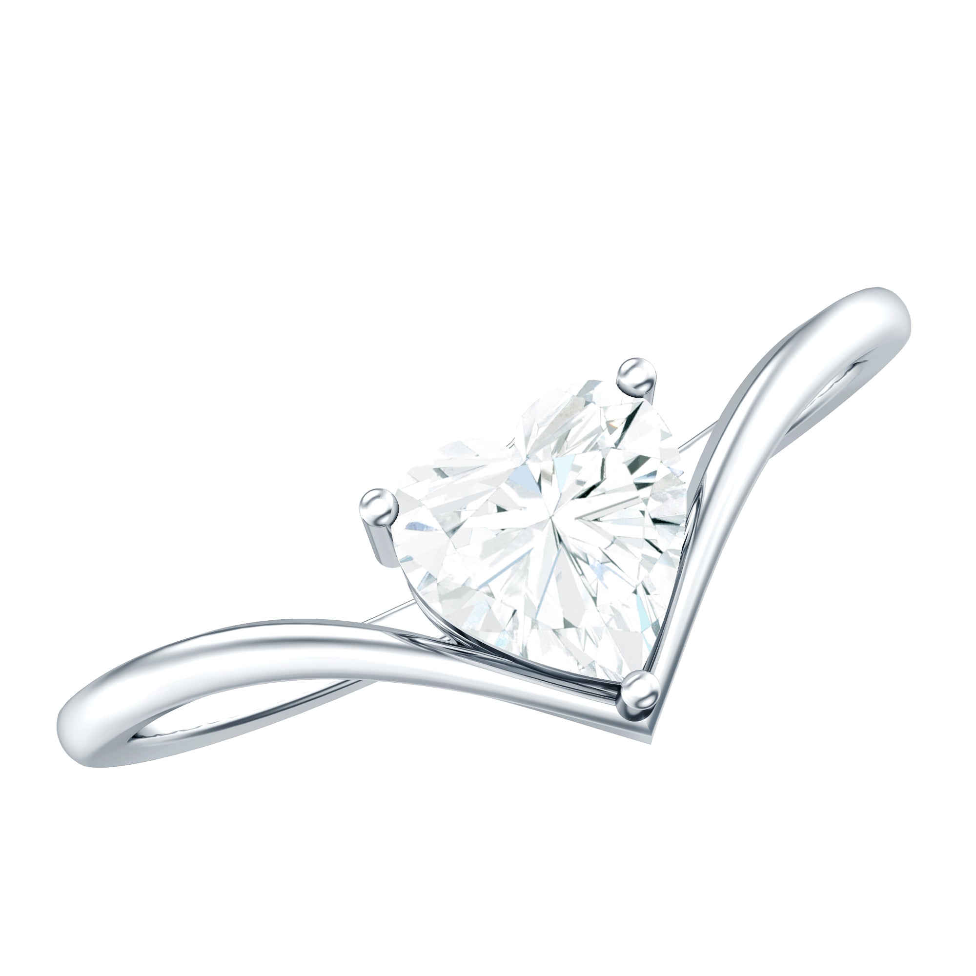 Rosec Jewels-0.75 Carat Heart Shape Lab Grown Diamond Chevron Engagement Ring