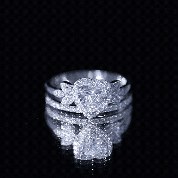 Certified 1.25 Carat Lab Grown Diamond Heart Wedding Ring Set for Women Lab - ( EF-VS ) - Rosec Jewels