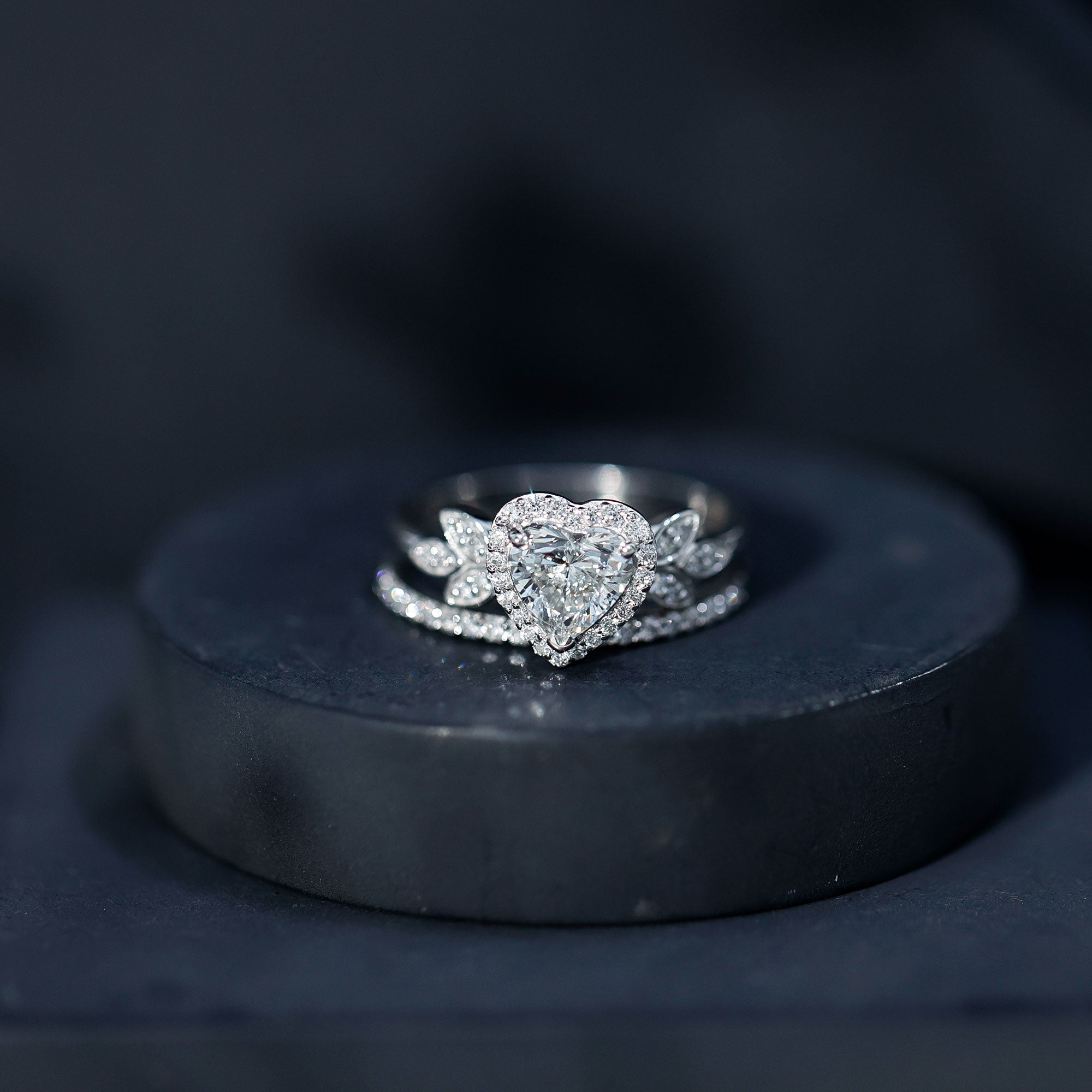Certified 1.25 Carat Lab Grown Diamond Heart Wedding Ring Set for Women Lab - ( EF-VS ) - Rosec Jewels