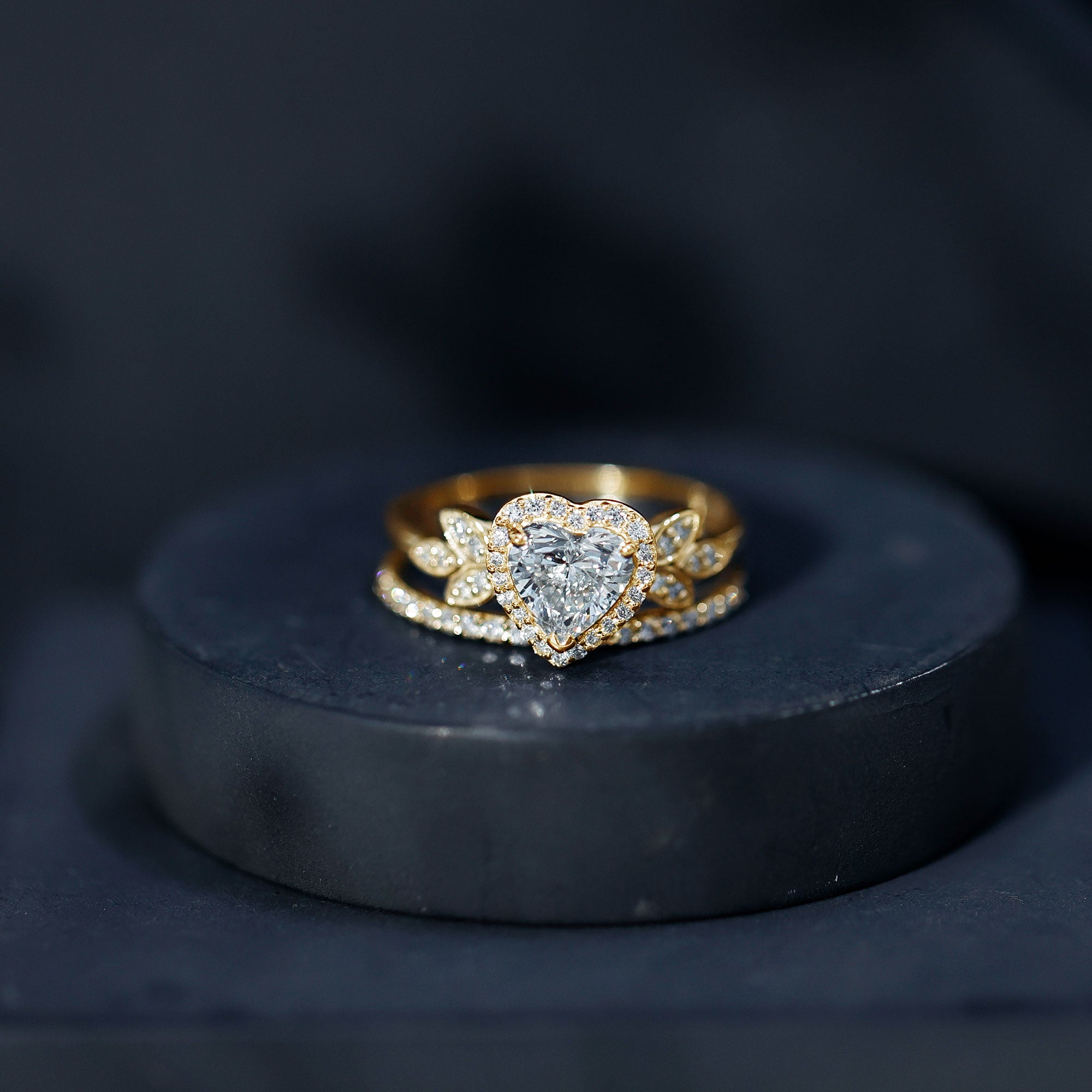 Certified 1.25 Carat Lab Grown Diamond Heart Wedding Ring Set for Women Lab - ( EF-VS ) - Rosec Jewels