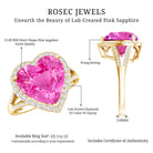 5.6 Carat Lab Created Pink Sapphire Heart Engagement Ring with Diamond Halo AAAA - Rosec Jewels
