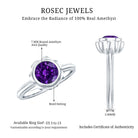 1.2 Carat Amethyst Engagement Ring in Bezel Setting AAA - Rosec Jewels