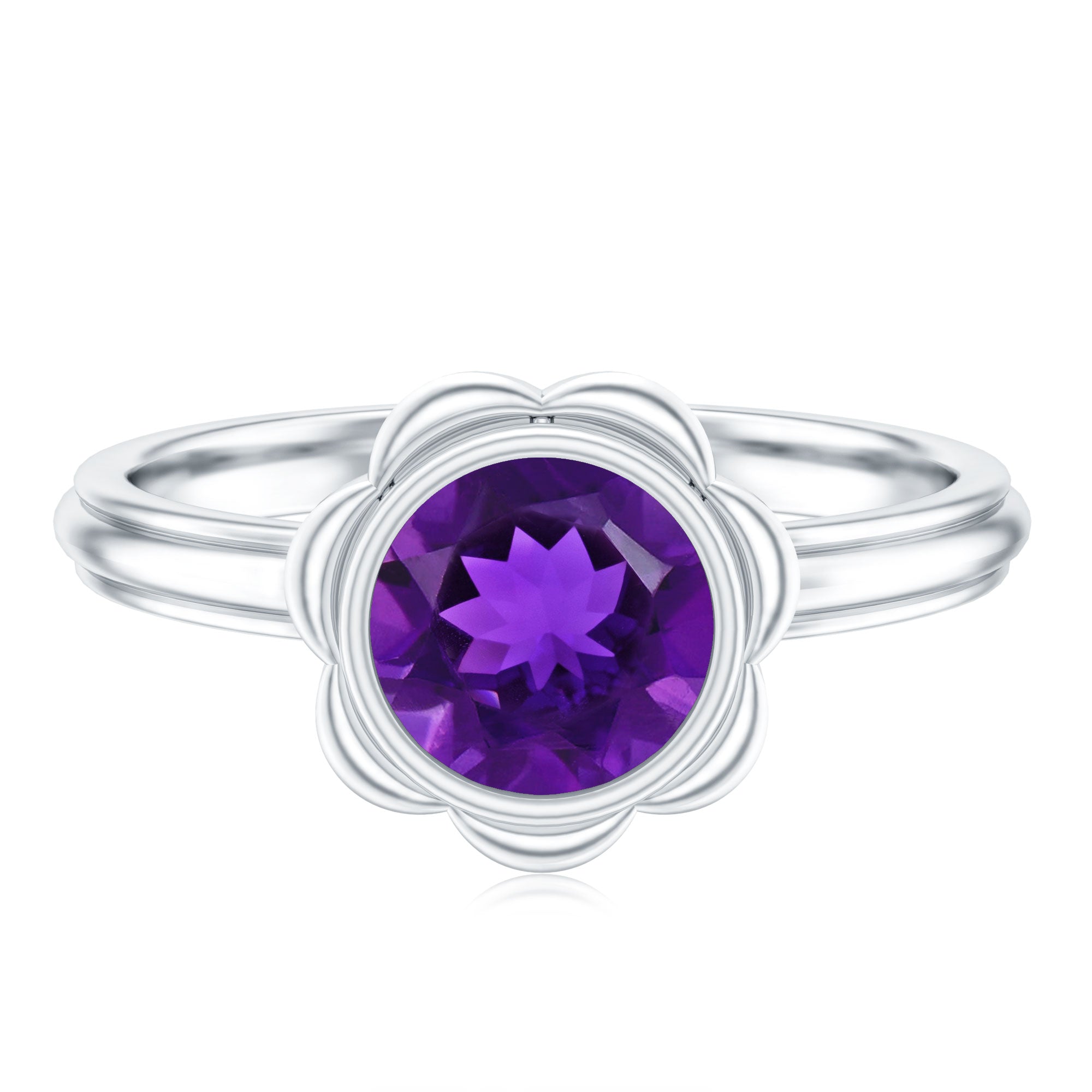 Rosec Jewels-1 Carat Amethyst Engagement Ring in Bezel Setting