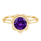 1.2 Carat Amethyst Engagement Ring in Bezel Setting AAA - Rosec Jewels