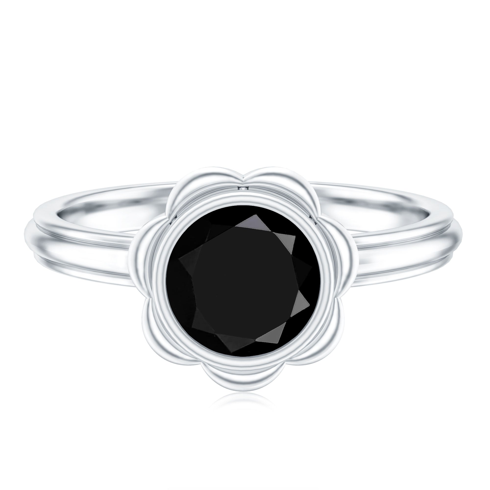 Rosec Jewels-1.2 Carat Black Onyx Bezel Set Engagement Ring