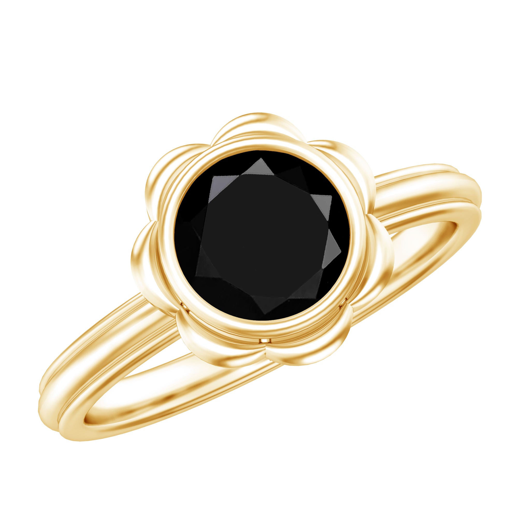 Rosec Jewels-1.2 Carat Black Onyx Bezel Set Engagement Ring