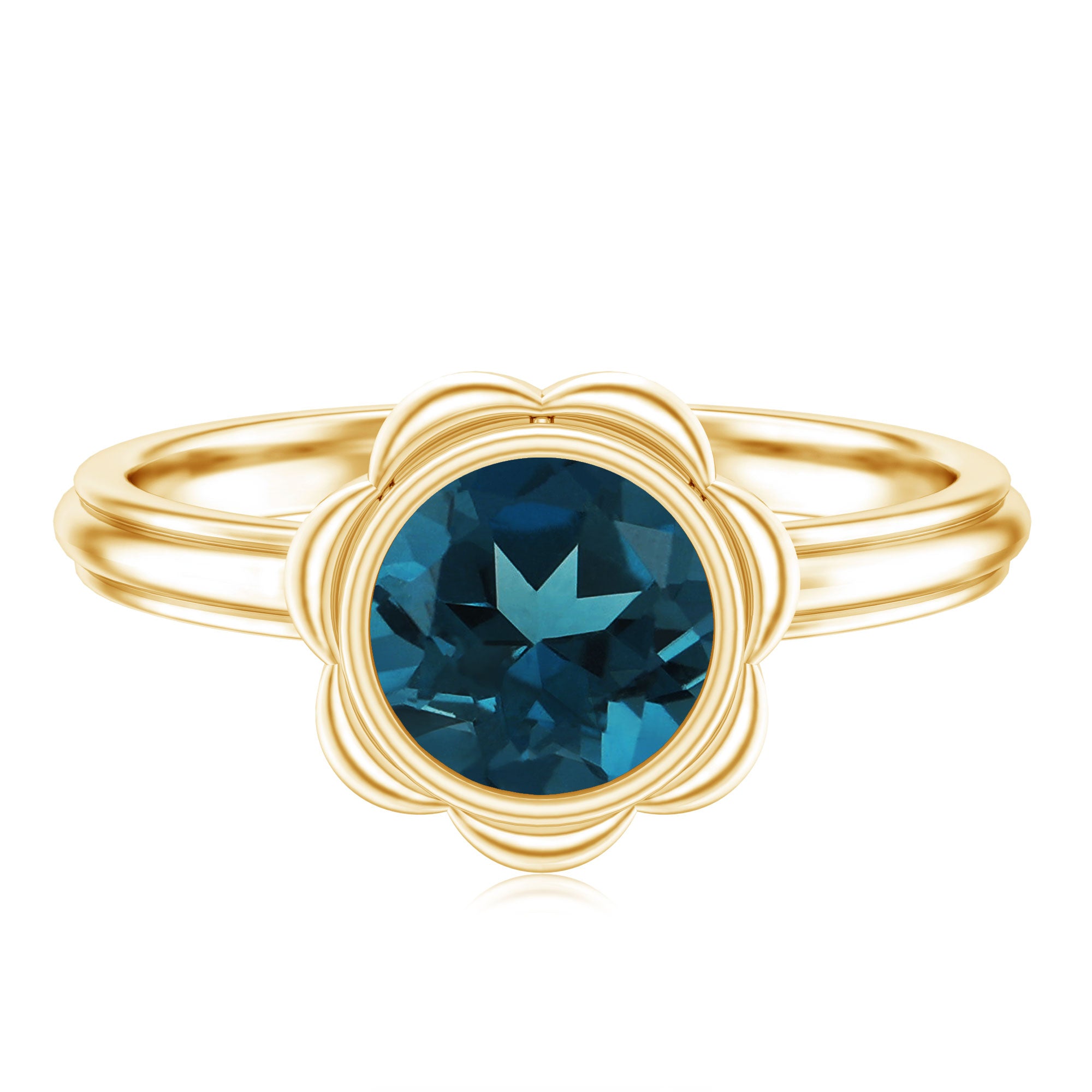 Rosec Jewels-Genuine 1.35 Carat London Blue Topaz Solitaire Engagement Ring