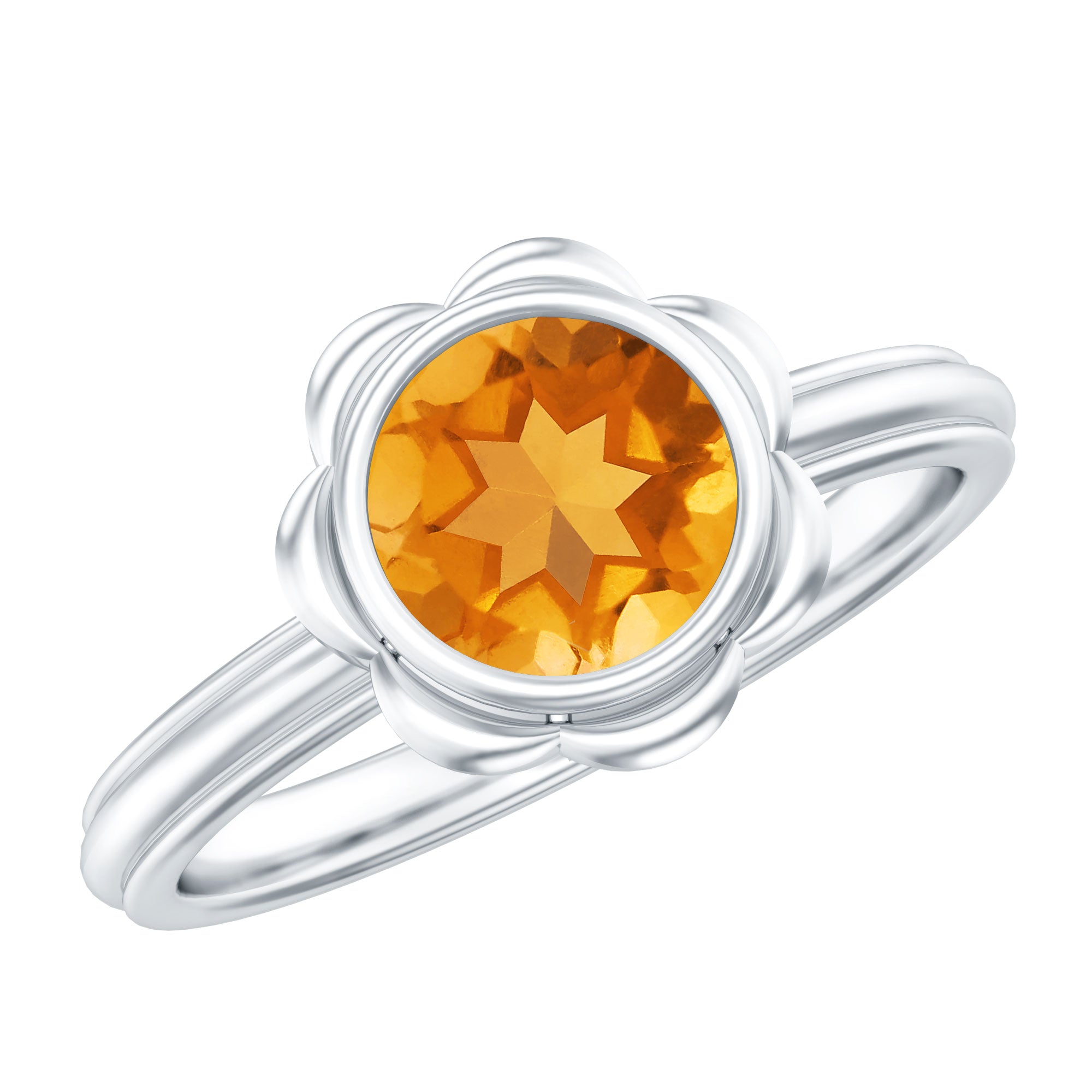 Rosec Jewels-1 Carat Citrine Solitaire Engagement Ring in Bezel Setting