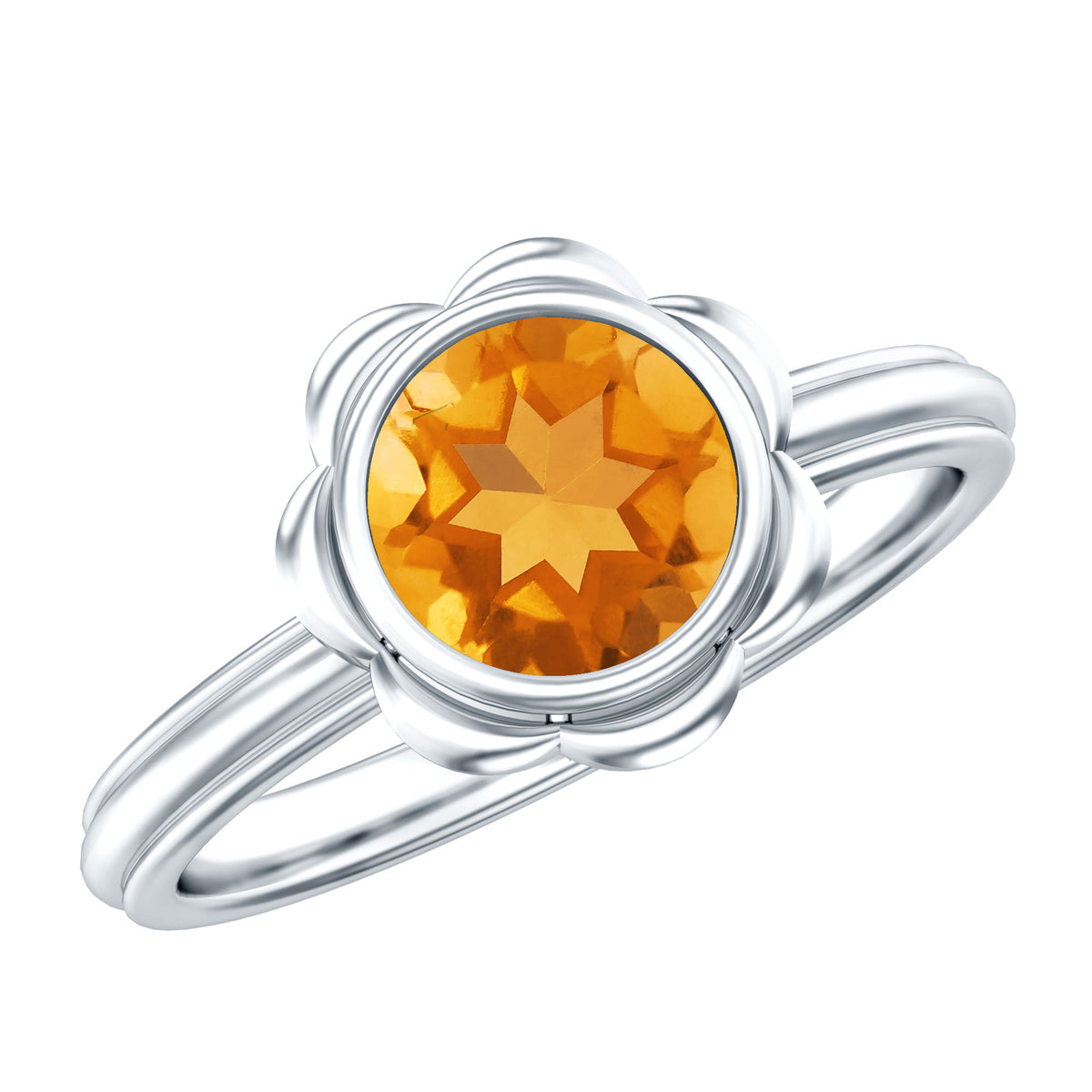1.2 Carat Citrine Solitaire Engagement Ring in Bezel Setting AAA - Rosec Jewels