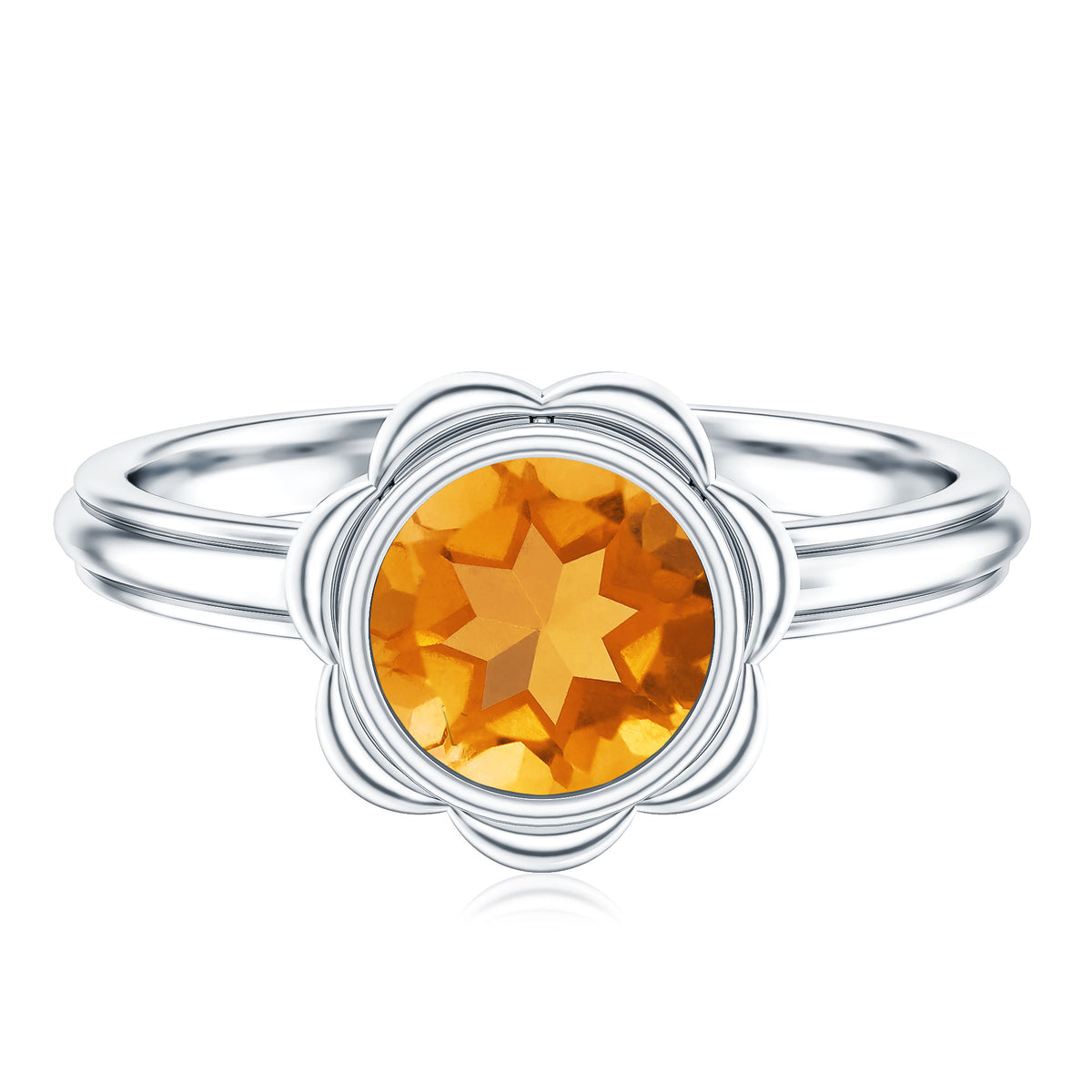 1.2 Carat Citrine Solitaire Engagement Ring in Bezel Setting AAA - Rosec Jewels