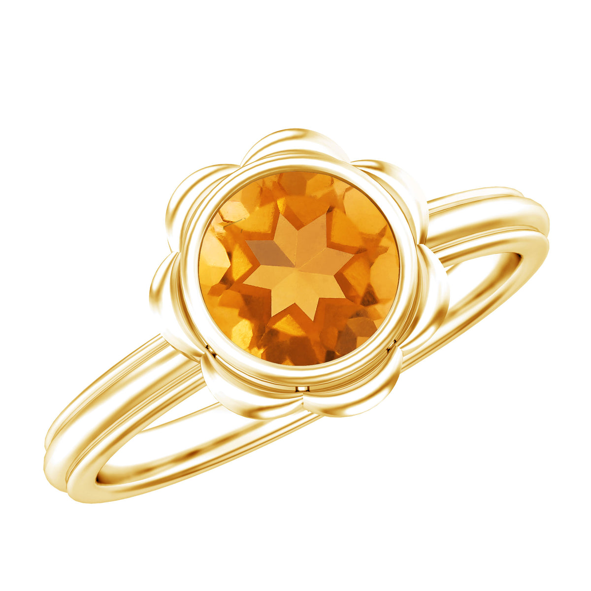 1.2 Carat Citrine Solitaire Engagement Ring in Bezel Setting AAA - Rosec Jewels