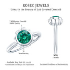 Bezel Set Lab Created Emerald Solitaire Engagement Ring AAAA - Rosec Jewels